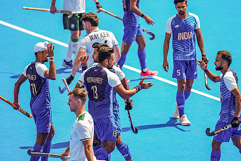 Harmanpreet Singh celebrates after scoring a goal